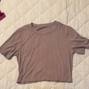 NWOT Lululemon Hold Tight Fitted Crop T-Shirt Top Taupe XS Size 2